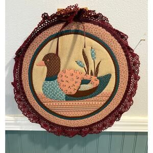 Vintage Cottagecore Duck on Embroidery Hoop